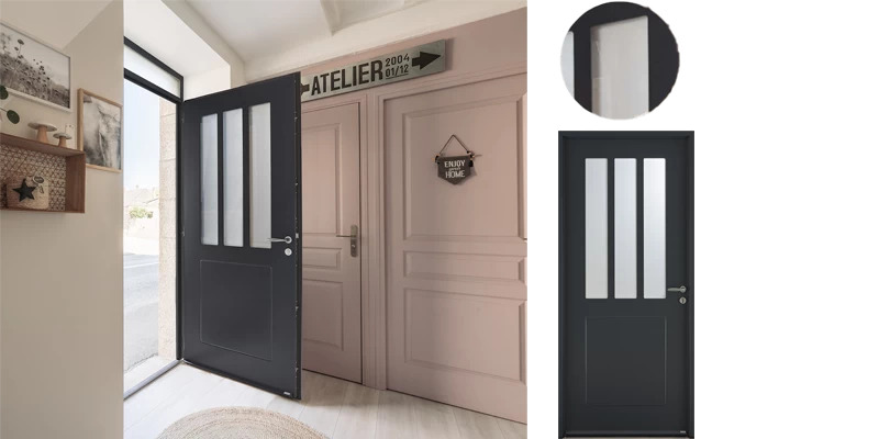 porte entree style atelier acier - porte atelier vue interieure