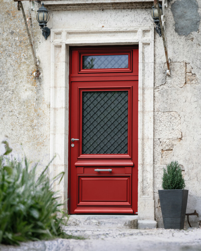 porte-entree-aluminium-rouge-modele athena