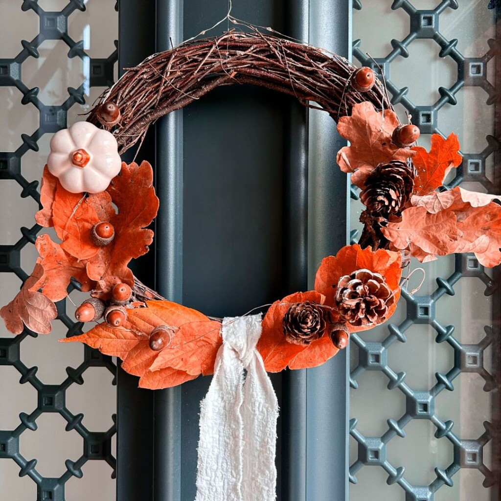 couronne déco porte d'entrée extérieure en DIY