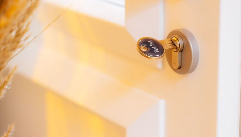 zoom sur un barillet de porte d'entrée