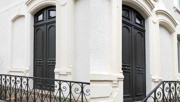 porte d'entrée en bois sur mesure en ville
