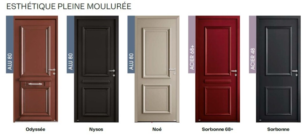 comparatif de portes d'entrée classiques moulurées pleines à travers les gammes alu et acier